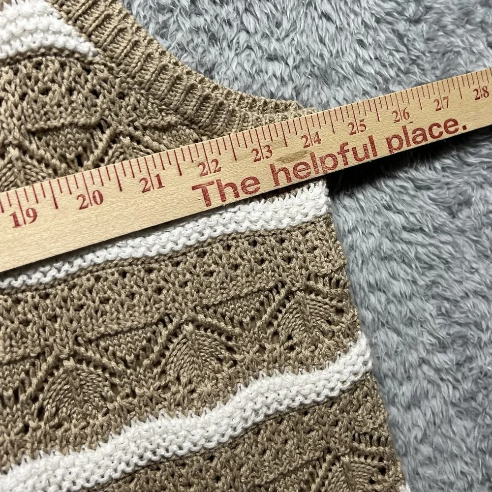 LC Lauren Conrad Pointelle Top Women 3X Beige White Sleeveless Lined Scallop Hem - Picture 11 of 12